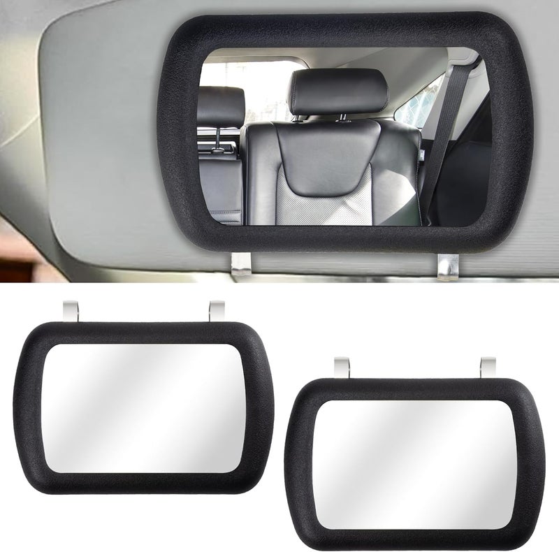 BFXM 2PCS Car Visor Mirror, Universal Clip-On Automotive Sun Visor Vanity Mirror for SUVs and Various Vehicles, car accessories interior for Women, Black - Image 1
